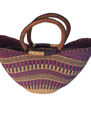 Bolsa de Palha com alça de Couro