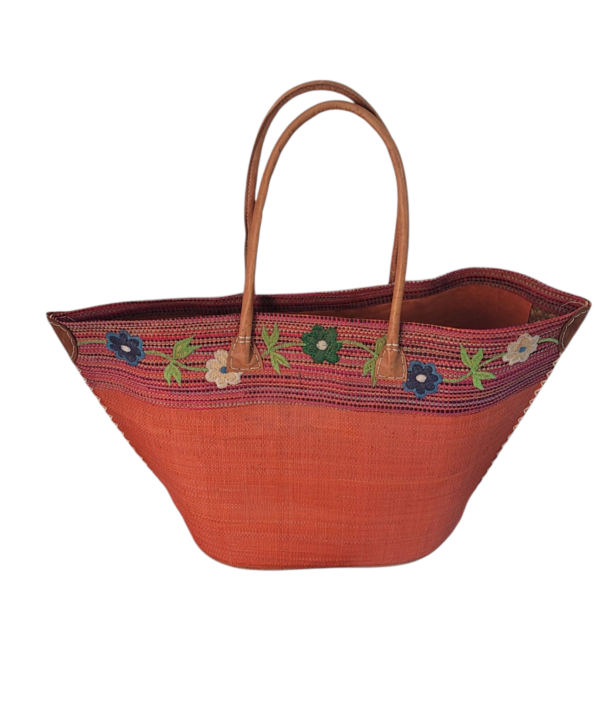 Bolso de Rafia com alça de Couro