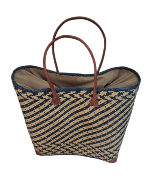 Bolsa de Palha Africana com alça de Couro