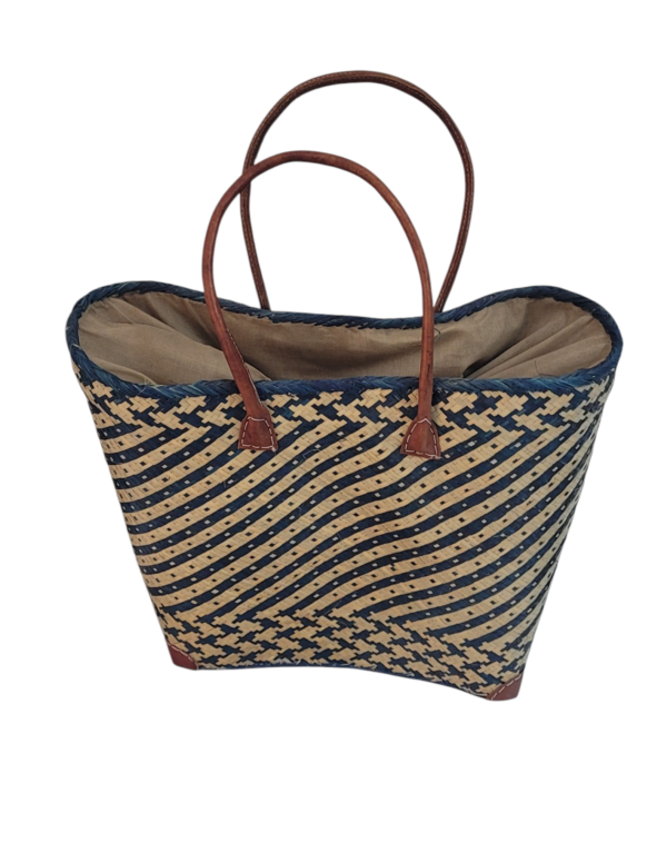 Bolsa de Palha Africana com alça de Couro