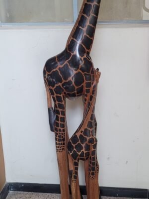 Escultura De Madeira De Girafa Africana junto com filho