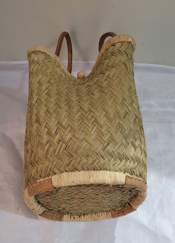 Cesto Shopper Africana de Palha com alça de Couro - Imagem 3