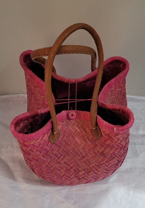 Cesto Shopper Africana com alça de Couro - Imagem 3