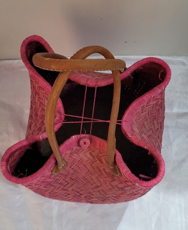 Cesto Shopper Africana com alça de Couro