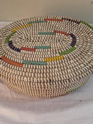 Cesto de Caixa decorativa de Palha Africana: Porta-joias.