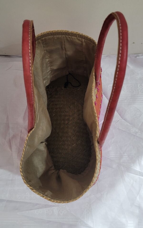 Bolsa de Palha Africana com alça de Couro - Imagem 4