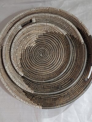 Conjunto de 3 Bandeja Decorativa de Palha