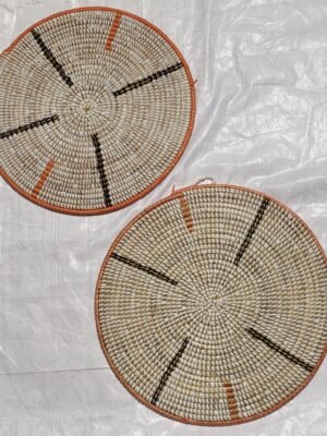 Jogo de Cesto Decorativo de Palha 38cm