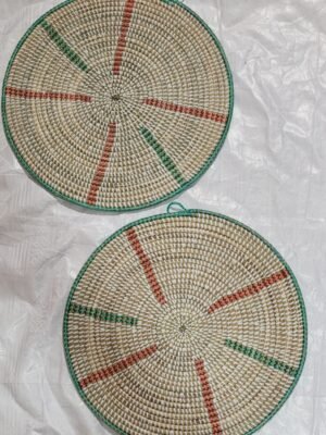 Jogo de 2 Cesto Decorativo de Palha 38cm