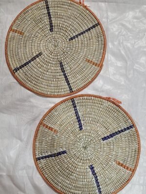 Jogo de 2 Cesto Decorativo de Palha 38cm