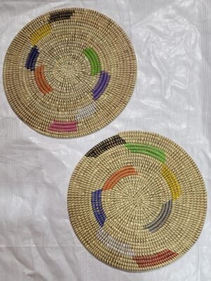 Jogo de 2 Cesto Decorativo de Palha 36cm