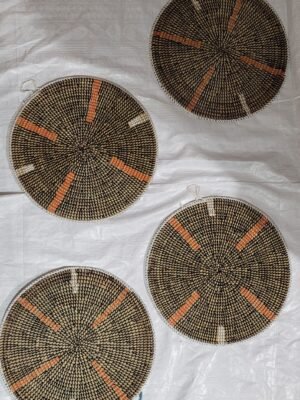Jogo de 4 Cesto Decorativo de Palha 38cm